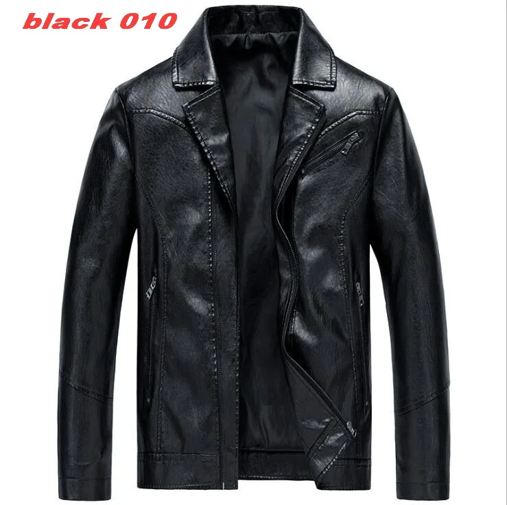 black 010 Мотоциклетная винтажная куртка из искусственной кожи, мужские Куртки из искусственной кожи на молнии, модное пальто для мужчин, мотоциклетная кожаная куртка, пальто - Цвет: black 010