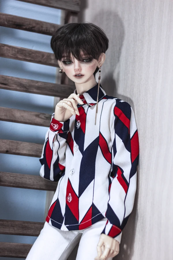

BJD doll clothing is suitable for 1/3 1/4 MSD Uncle size fashion versatile red white green satin shirt accessories