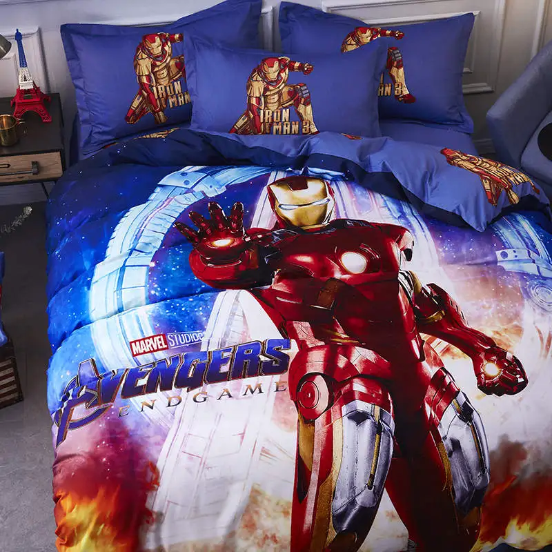 Disney marvel, Мстители, постельные принадлежности, 3d одеяло, набор, одна королева, размер king, мальчик, покрывало для взрослых, хлопок, Железный человек, пододеяльник