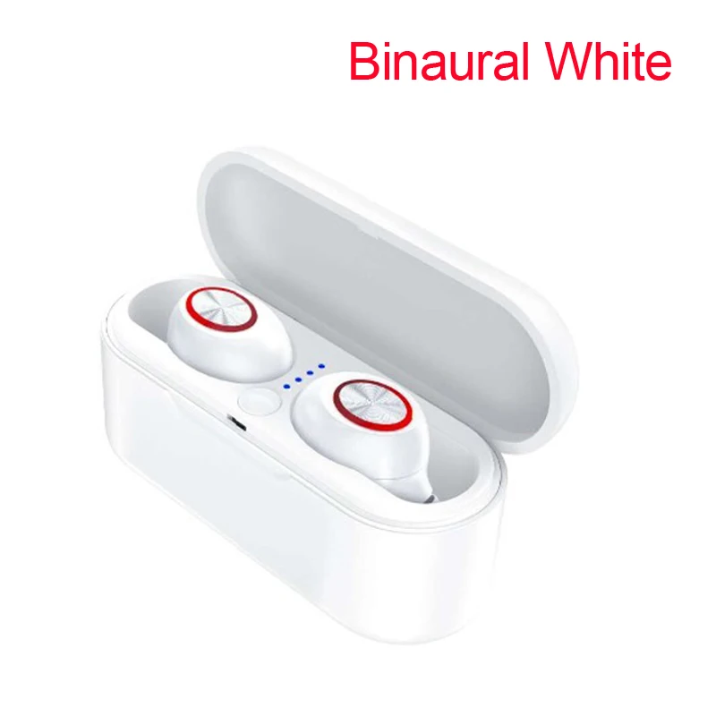 Binaural white TWS Bluetooth Беспроводной наушники Шум шумоподавления громкой связи Bluetooth гарнитура для Беспроводной гарнитура стерео Hi-Fi наушники с зарядный Чехол для мобильного телефона - Цвет: Binaural white