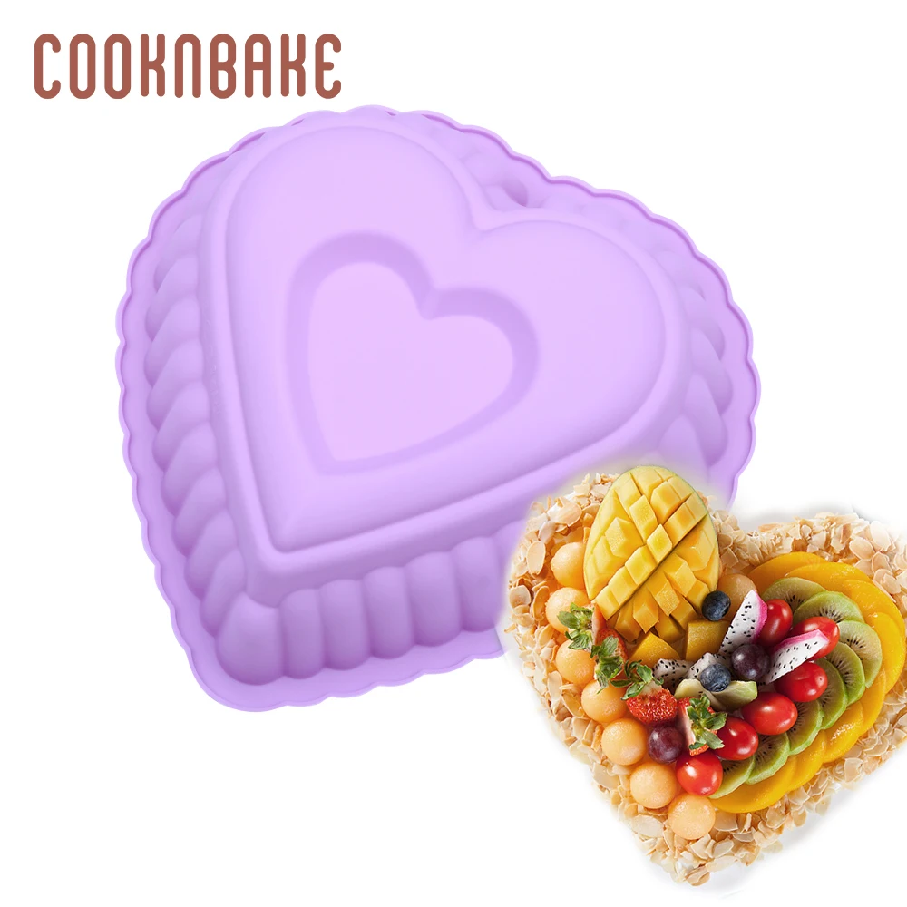 COOKNBAKE, силиконовая форма для большого торта, в форме сердца, для выпечки, форма для выпечки, 3d, для пиццы, хлеба, кекса, для выпечки, украшения торта, сделай сам, на день рождения