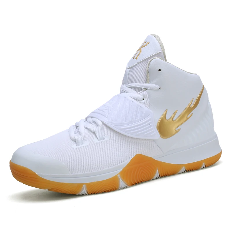 Uptempo Kyrie 6 Sports Boots Big Size 11 Mens Basketball Shoes Boys Sneakers Retro 1 Shoes Light Mesh Lebron Shoes - Цвет: goldWhite