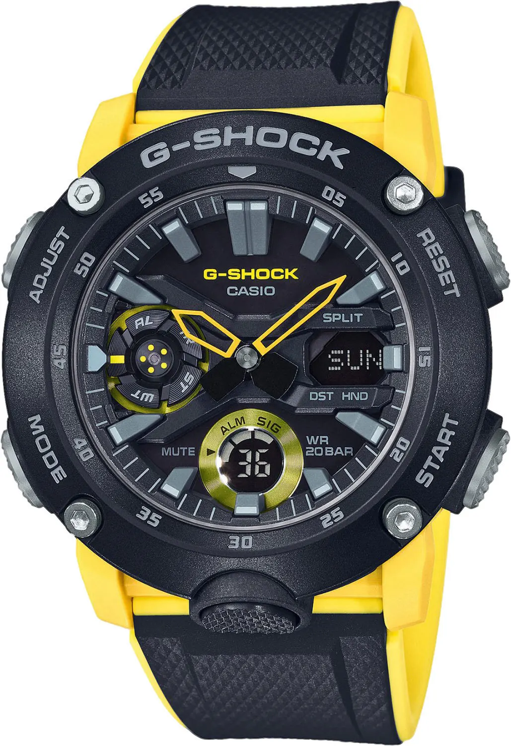 Японские наручные часы Casio G-SHOCK GA-2000-1A9ER с хронографом | Наручные