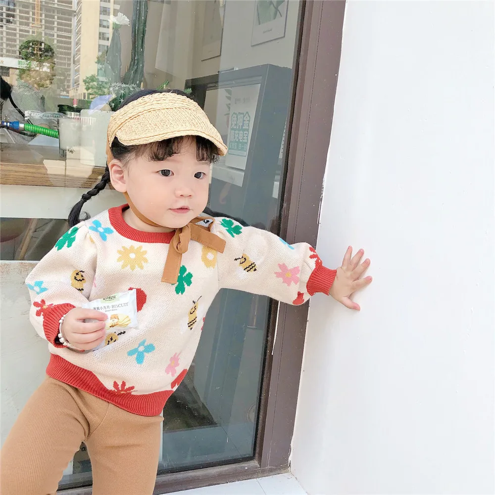 Tonytaobaby/осенне-зимняя одежда; Новая детская одежда; Милый хлопковый свитер с рисунком пчелы; свитер для девочек