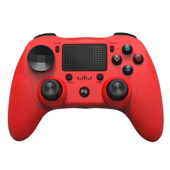 

Bluetooth Wireless Game Controller Build-in Six Axis Dual Vibration with Press Panel Gamepad for PS4/Android/PC(Red)