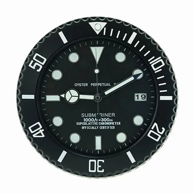 

Elegant Design Watch Shape Stainless Steel Clock With Calendar Function Luminou Top Design Quality Watch with Corresponding Logo