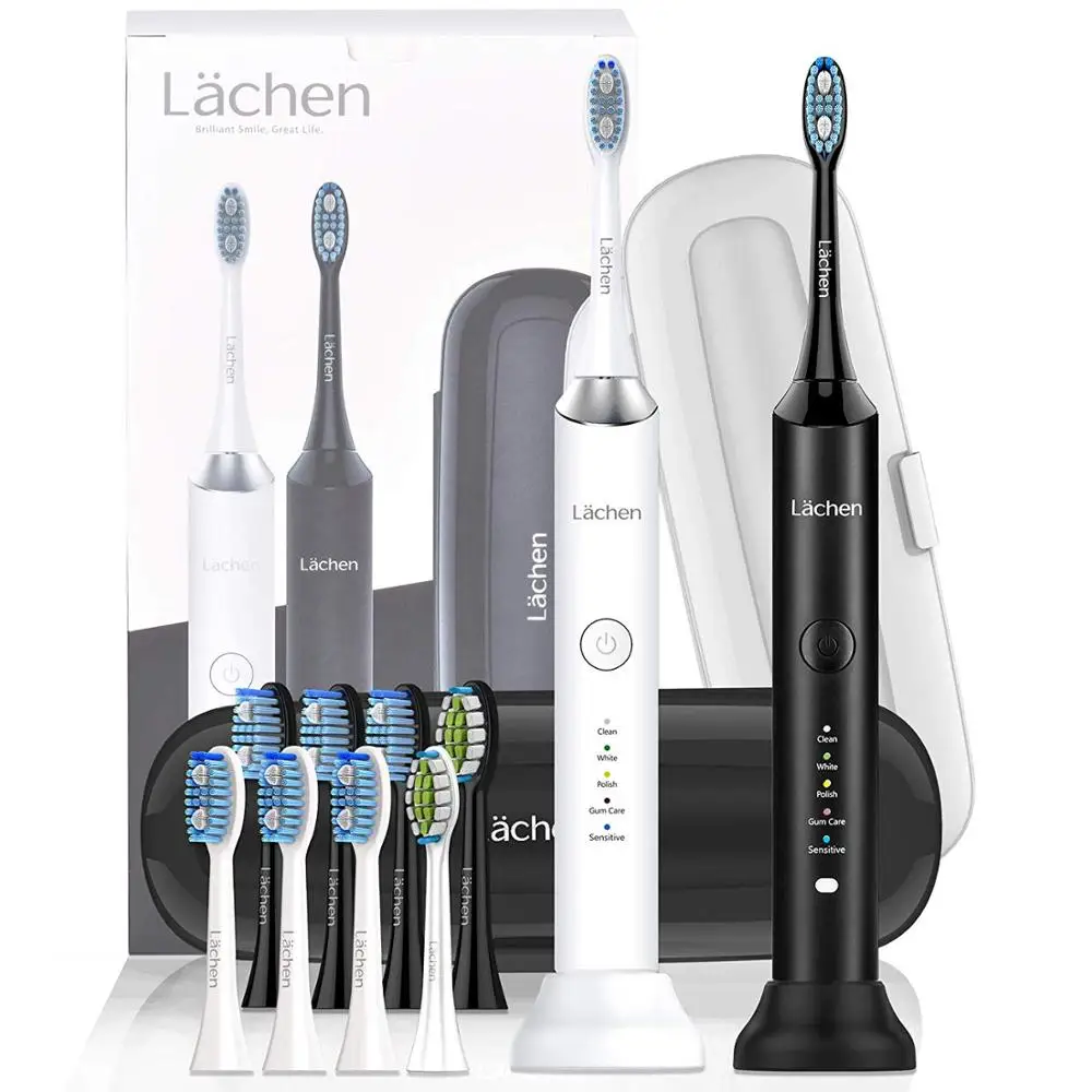 

Lдchen RM-H9 double pack electric toothbrush sonic toothbrush, with 2 handpiece and travel case, 5 modes with 10 brush heads