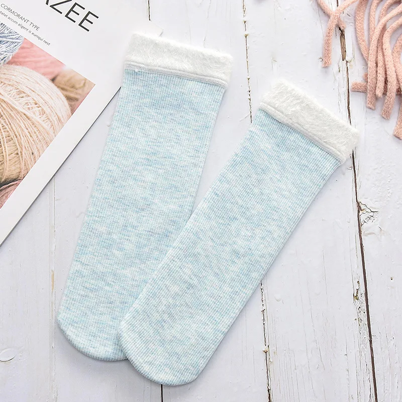 CHRLEISURE носки; теплые зимние носки; плотные бархатные носки ярких цветов; дышащие впитывающие пот хлопковые носки - Цвет: Blue
