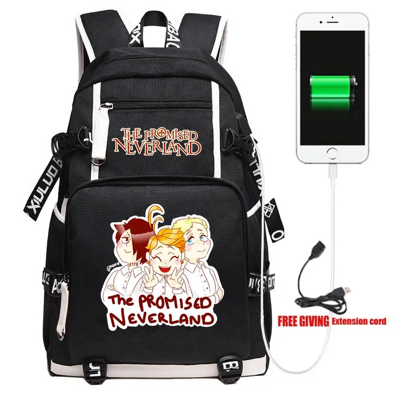 Аниме обещанный Neverland USB детский школьный рюкзак подростковый студенческий книжный мешок мультфильм унисекс ноутбук на плечо дорожные сумки