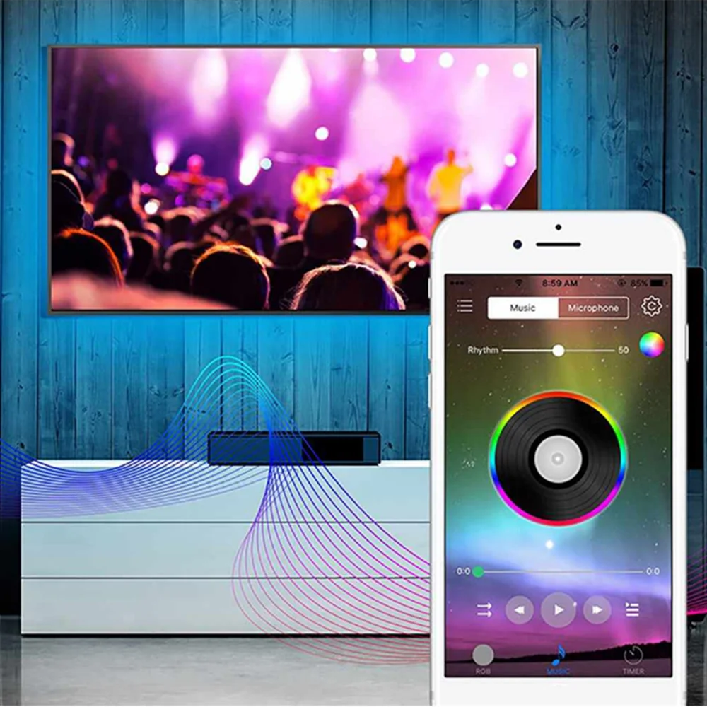 Светодиодная RGB лента для ТВ USB светодиодсветильник с Bluetooth 5050SMD гибкая 1 м 2 3 5 в