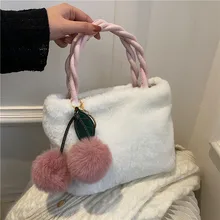 

Fashion Winter Women's Crossbody Bag 2021 Plush Handbag Buckle Chain Bucket shoulder Strap Messenger Ladies Tote Bag