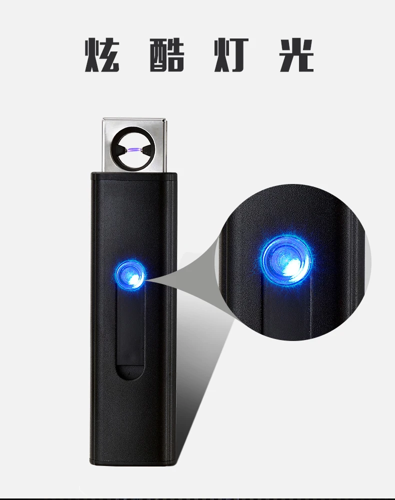 

2019 Mini Single Arc Plasma lighter Push type eletric lighter Rechargeable USB Cigarette Lighters Windproof Smoking Accessories