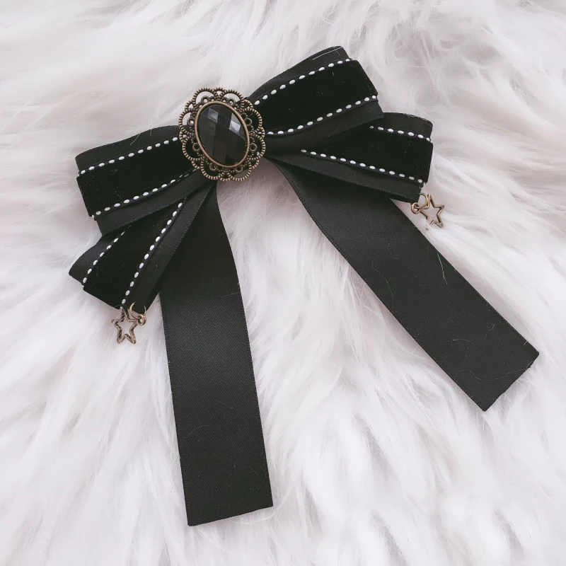 brooch Готический стиль ретро крест головной убор с бантом Лолита девушка заколка для волос головной убор черные аксессуары для волос боковая заколка утка - Цвет: brooch