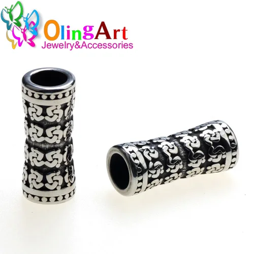 BQGHK 002 2pcs Olingart 2 шт./лот бусины-трубки из нержавеющей стали 6 мм тибетский серебряный кожаный шнур DIY браслет/ожерелье слайдер Изготовление ювелирных изделий DIY - Цвет: BQGHK 002 2pcs