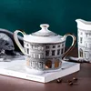 11Pcs/Set Architettura Design Bone China Tea Set Coffee Pot Milk Pot Sugar Bowl Cups and Saucer Set Retro Swan Castle Turkish ► Photo 2/5