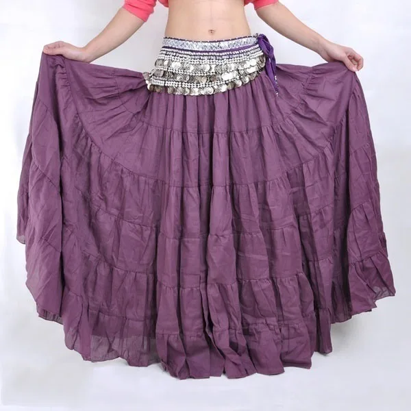 FEECOLOR Women Bohemia Tribal Belly Dance Gypsy Full Circle Swing Bellydance Skirt Clothing(only skirt,without Belt)