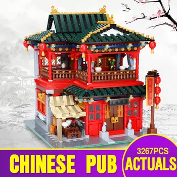 

DHL XB01002 Chinese Street Buidling MOC Toys The Beautiful Tavern Set Assembly Building Blocks Bricks Kids Christmas Toys Gift