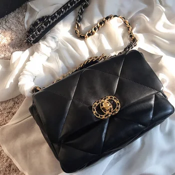 

2019 autumn and winter fashion cloud bag small fragrant rhombus chain bag 19 mouth sac leather handbag shoulder Messenger bag