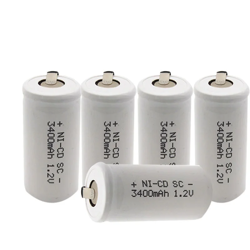 15 шт. SC 3400MAH 1 2 V аккумуляторная батарея 4/5 Sub C Ni cd с заварочными вкладками для