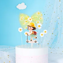 Cake Decoration Spring Little Girl Windmill Daisy Bow Happy Birthday Cake Toppers Lace Daisy Cupcake Toppers Birthday Supplies Cake Decoration Spring Little Girl Windmill Daisy Bow Happy Birthday Cake Toppers Lace Daisy Cupcake Toppers Birthday Supplies