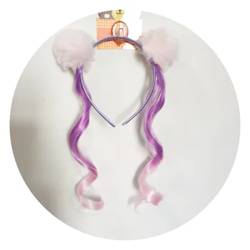 

Purple Pompon Braid Wig Girl Kid Princess Headwear Hairband Headband for Party home decor wedding birthday