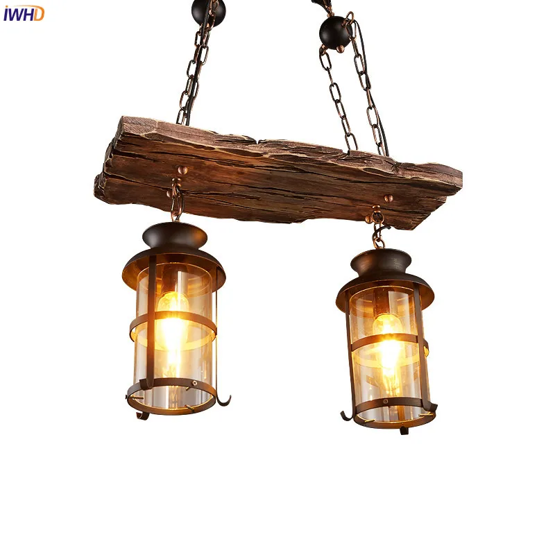 American Loft Style Pendant Lights Wooden Vintage Industrial LED Hanglamp E272 Fixtures Pendant Lamp For Living Room Bar Cafe (1)
