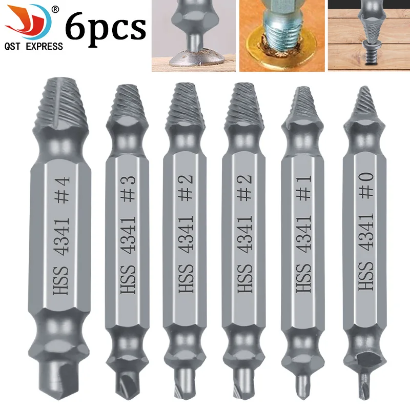 6 шт., набор поврежденных винтов, 4341 титановое покрытие, съемник сломанных винтов, двухсторонние сверлильные винты
