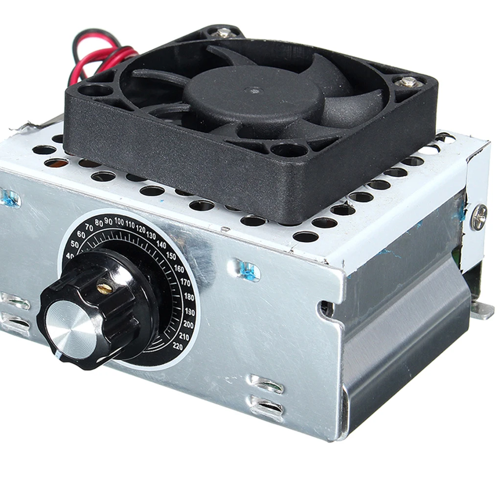 AC 220V 4000W High Power SCR Motor Speed Controller Voltage Regulator Dimming Attemperation + Fan