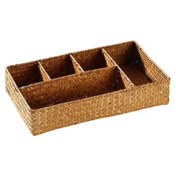 

1pcs Desktop Forks Simple Key Cutter Storage Organizer Box Straw Box Lattice Box for Home