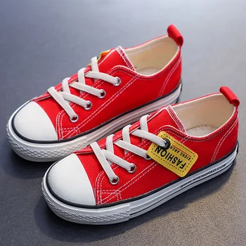 

Casual shoes childrens sneakers canvas flat unisex red black sneakers plus size 25-37 boy girls baby sneaker