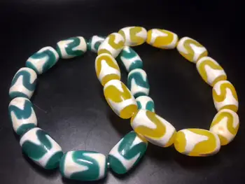 

Collectible Treasure Magic Power Tibetan old Agate Tiger Tooth dZi bead Amulet Talisman Bracelet