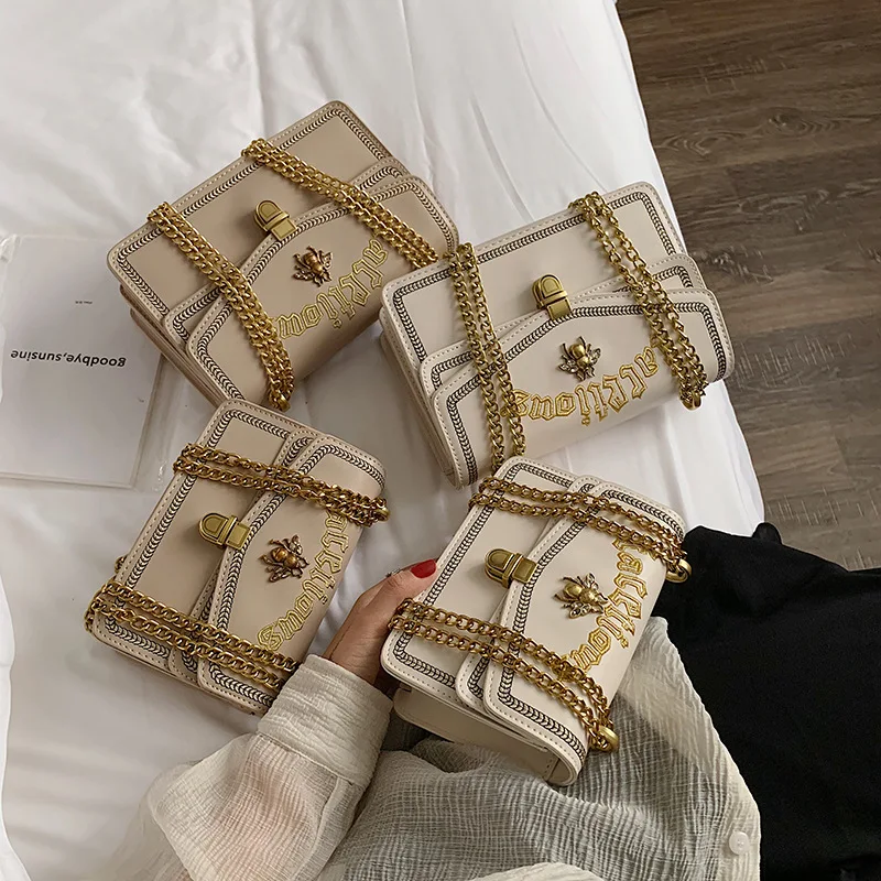 Маленькая сумка с пчелами Женская новая корейская мода дикая цепь сумки маленькая квадратная сумка