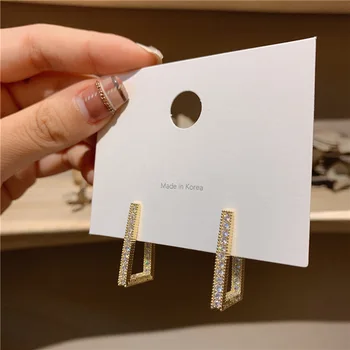 

Fashion Geometric Gold Stud Earrings Zircon Earring For Women Korea Jewelry 2020 New Female