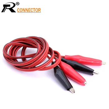 

10pcs 1meter Double Red and Black Clips Crocodile Cable Alligator Jumper Wire Test Leads black&red