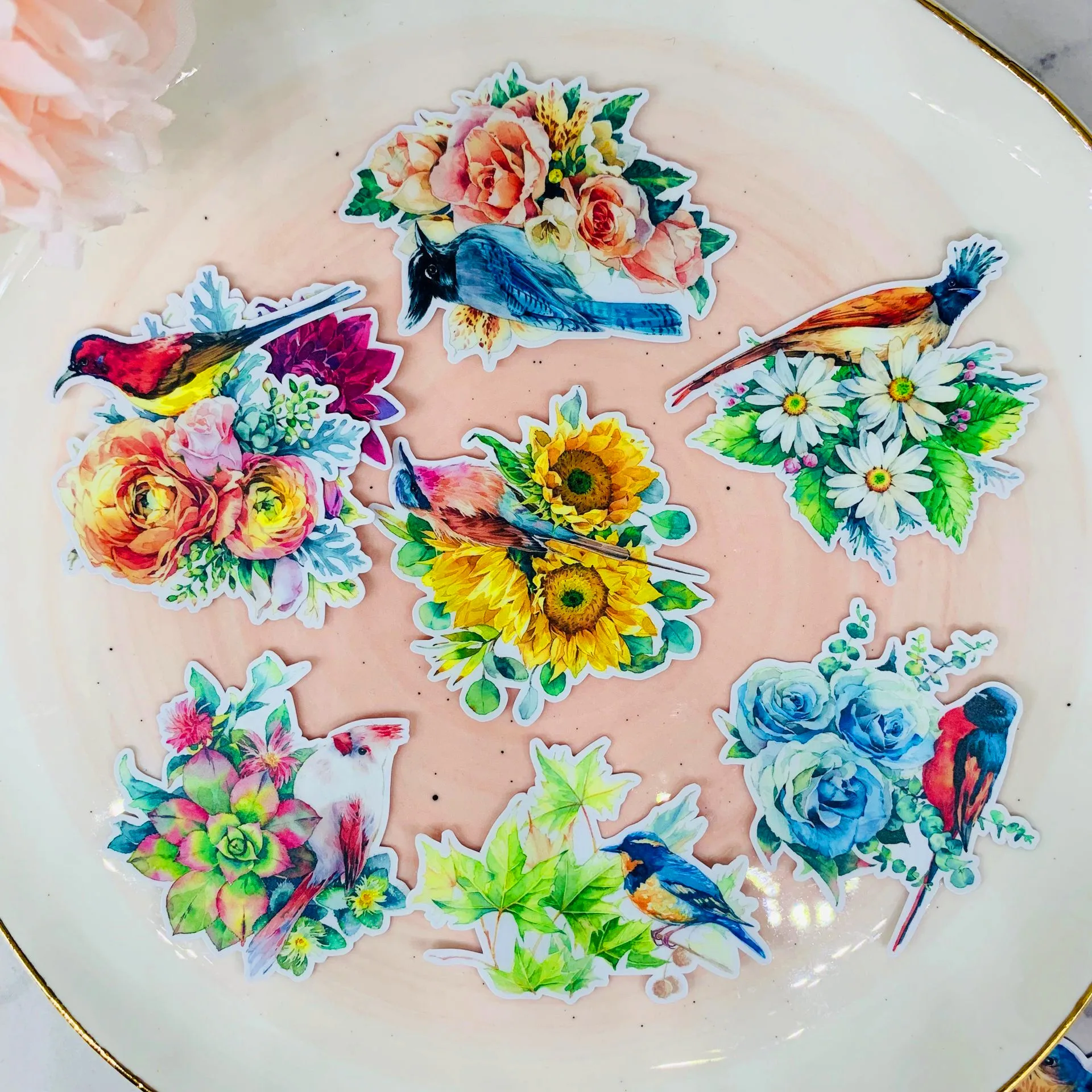 15 pcsBirds and flowers наклейки для детей Домашние наклейки на книги на ноутбук/декоративные Скрапбукинг/Сделай сам