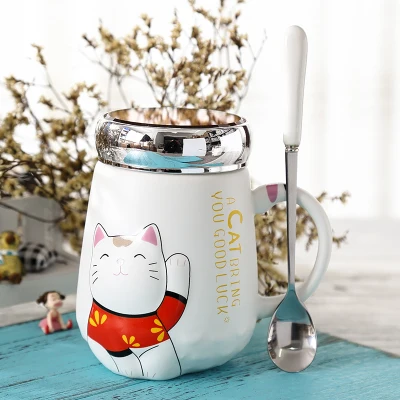 B Oussirro креативный стиль Hello Lucky Kitty кошка молоко чай кофе кружки с крышкой костюм дети милые и комнаты украшения чашки воды - Цвет: B