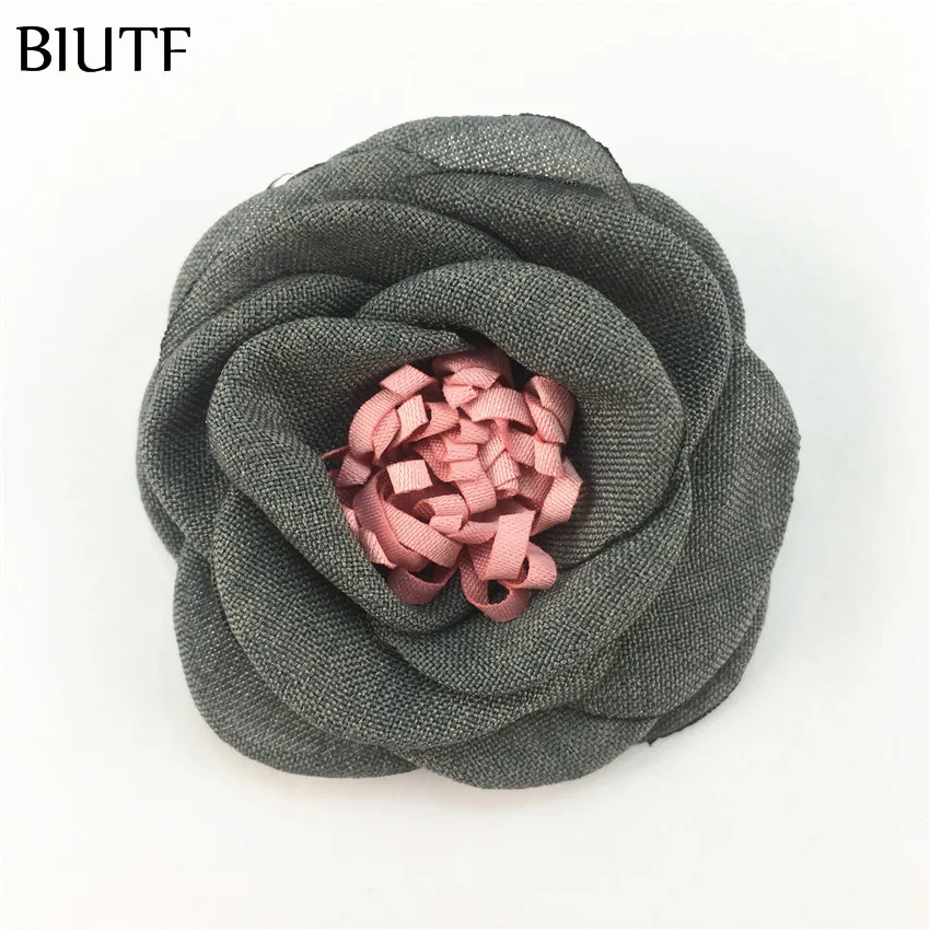 1-gray 5 шт./лот, 2,4 дюймов, сгоревший цветок из конопли, Южная Корея, с зажимом для волос, цветок из мешковины, свернутый в рулоне, с тканью, Stamen, Шикарные аксессуары для волос TH260 - Цвет: 1-gray