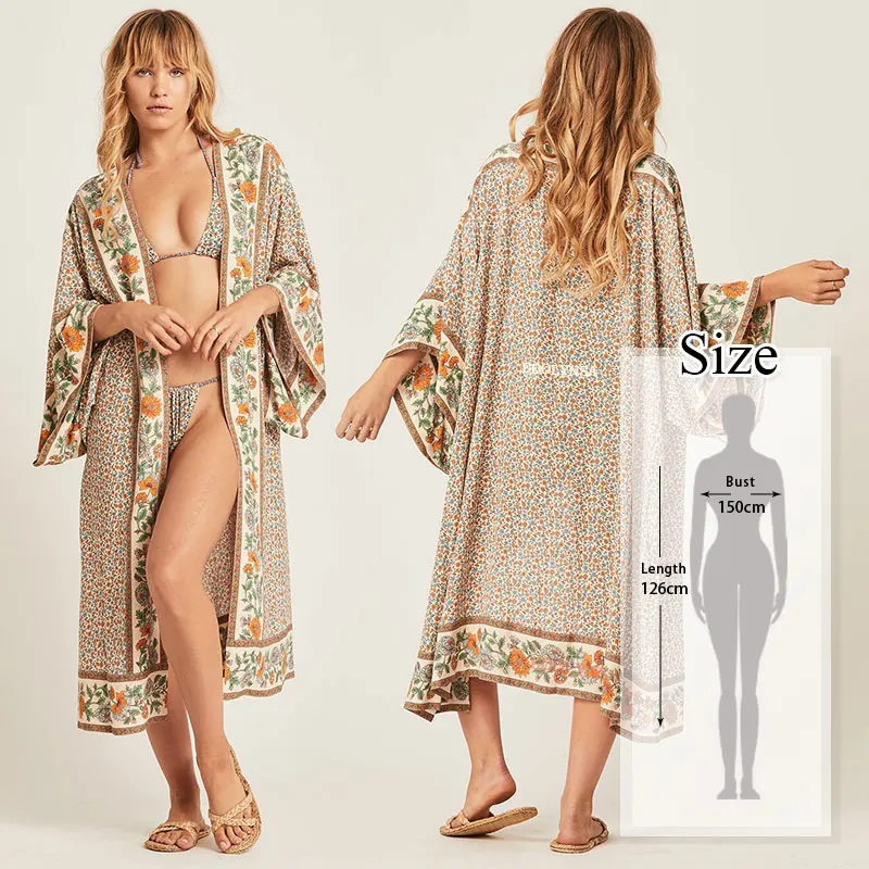 Размера плюс, женское летнее пляжное платье, туника, свободное, богемное, с принтом спереди, открытое, с поясом, макси платье, саронги N862 - Цвет: Q803-862