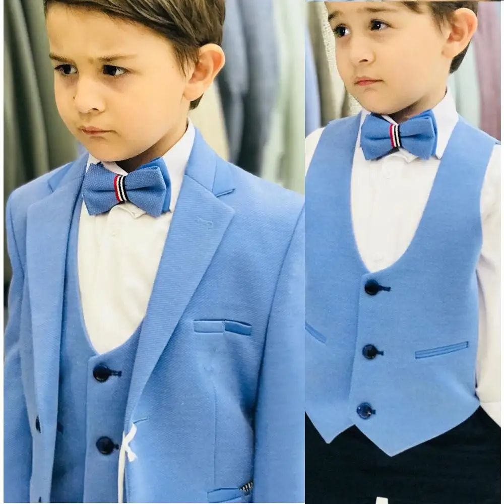 

Handsome High Quality 3 Pieces Boy's Formal Wear Suit Kids Wedding Kids Slim Fit Tuxedos For Sale Jacket+vest+black pants