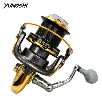 

YUMOSHI Fishing Reel All Metal Spool Spinning Reel 4.6:1 12+1BB Stainless Steel Handle Line Spool Saltwater Fishing Accessories
