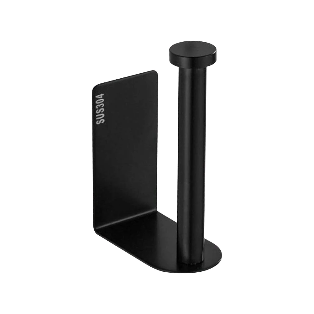 Черный Wall Moutained Stainless Steel Self Adhesive Kitchen Tissue Hanging Holder Bathroom Toilet Roll Paper Holder Towel Rack - Цвет: Черный