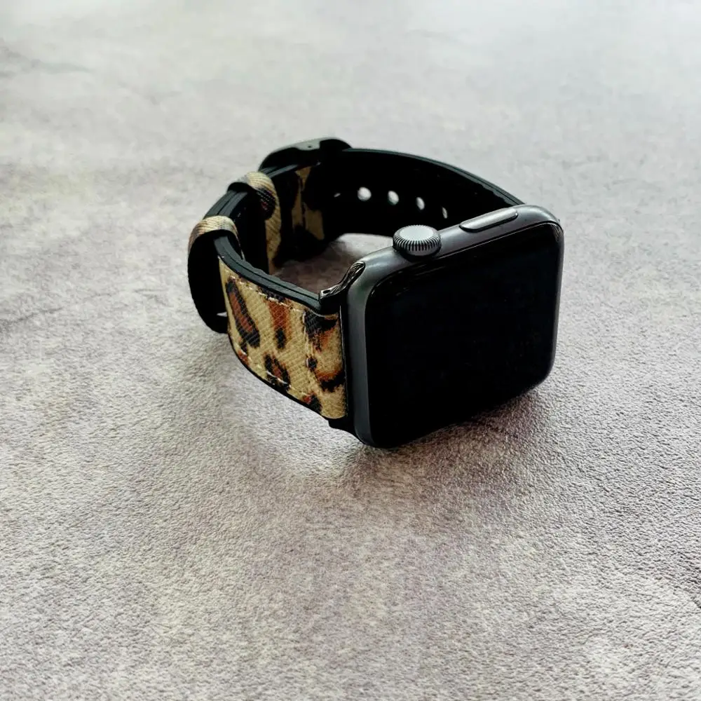 Новый ремень Brcalet с леопардовым принтом для Apple Watch ремешок 38 мм 40 42 44 силиконовый