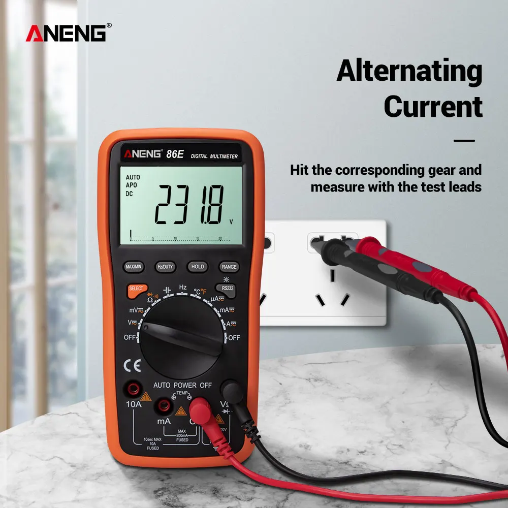 ANENG 86E 750 V/1000 V Цифровой мультиметр Измеритель сопротивления тока поддержка температуры и бара