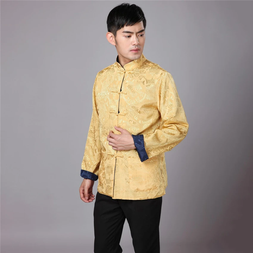 Tang Suit Traditional Chinese Clothing for Men Shirt Jacket Double Wear Collar Cheongsam Top Retro News Year Clothes Kung Fu