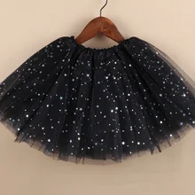 Дети ребенок звезда блeстящaя тaнцeвaльнaя юбка-пачка для платье с пайетками для Девочек 3-Слойная фатиновая юбка-американка для девочек детское платье из шифона и черные юбки