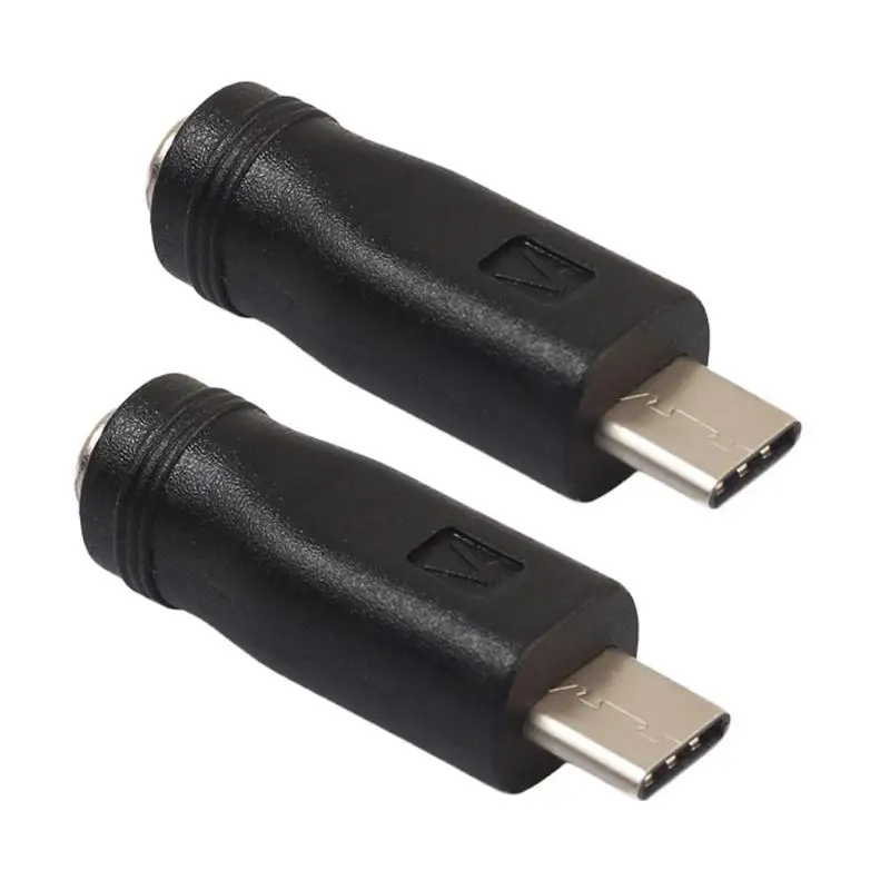 

2pcs DC Power 5.5x2.1mm Converter Adapter Plug DC Female to USB-C Male Connector Compact and Portable Carry Convenient