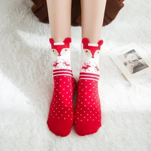 Рождественские носки, Осень-зима, новинка, жаккардовые, Мультяшные, хлопковые, женские носки, подарочная упаковка, четыре пары, высокое качество, qute, модные, теплые носки