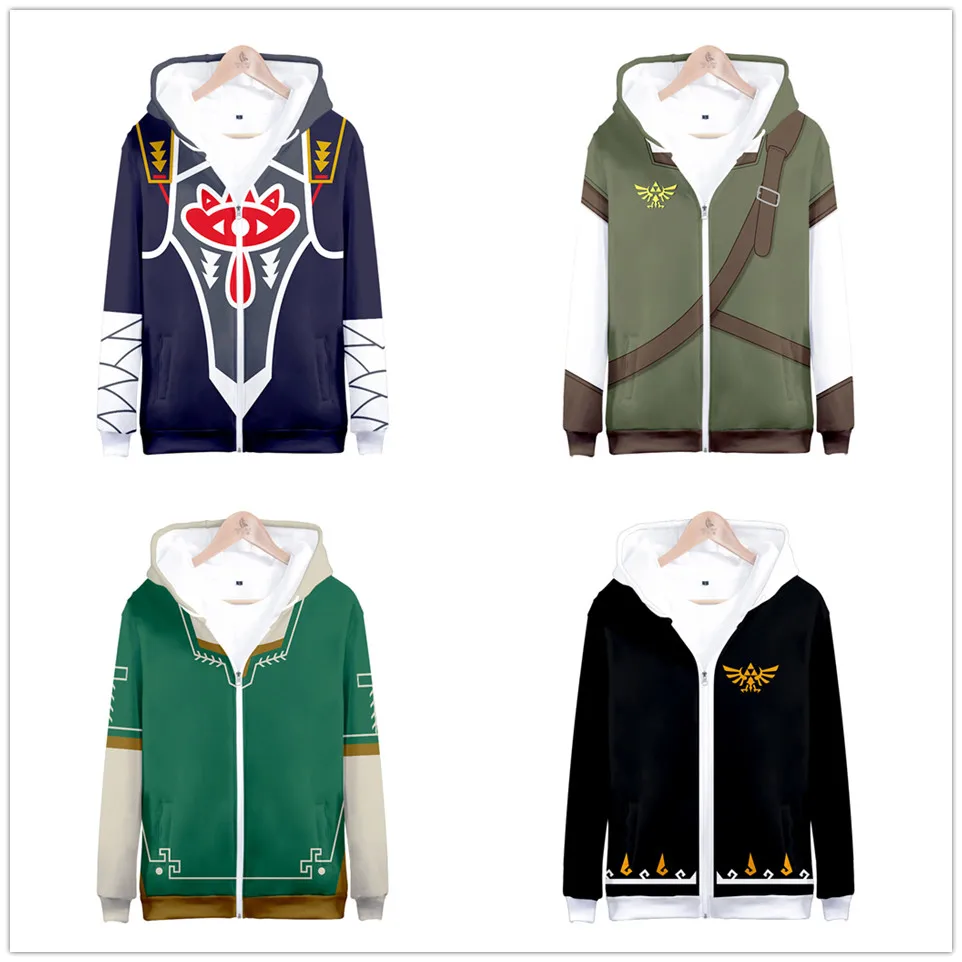 Sudadera con capucha para hombre y mujer, prenda deportiva de 3 a 20 años con estampado 3D de la serie hyrole Fantasy, jersey con cremallera y Breath of The Wild para Cosplay