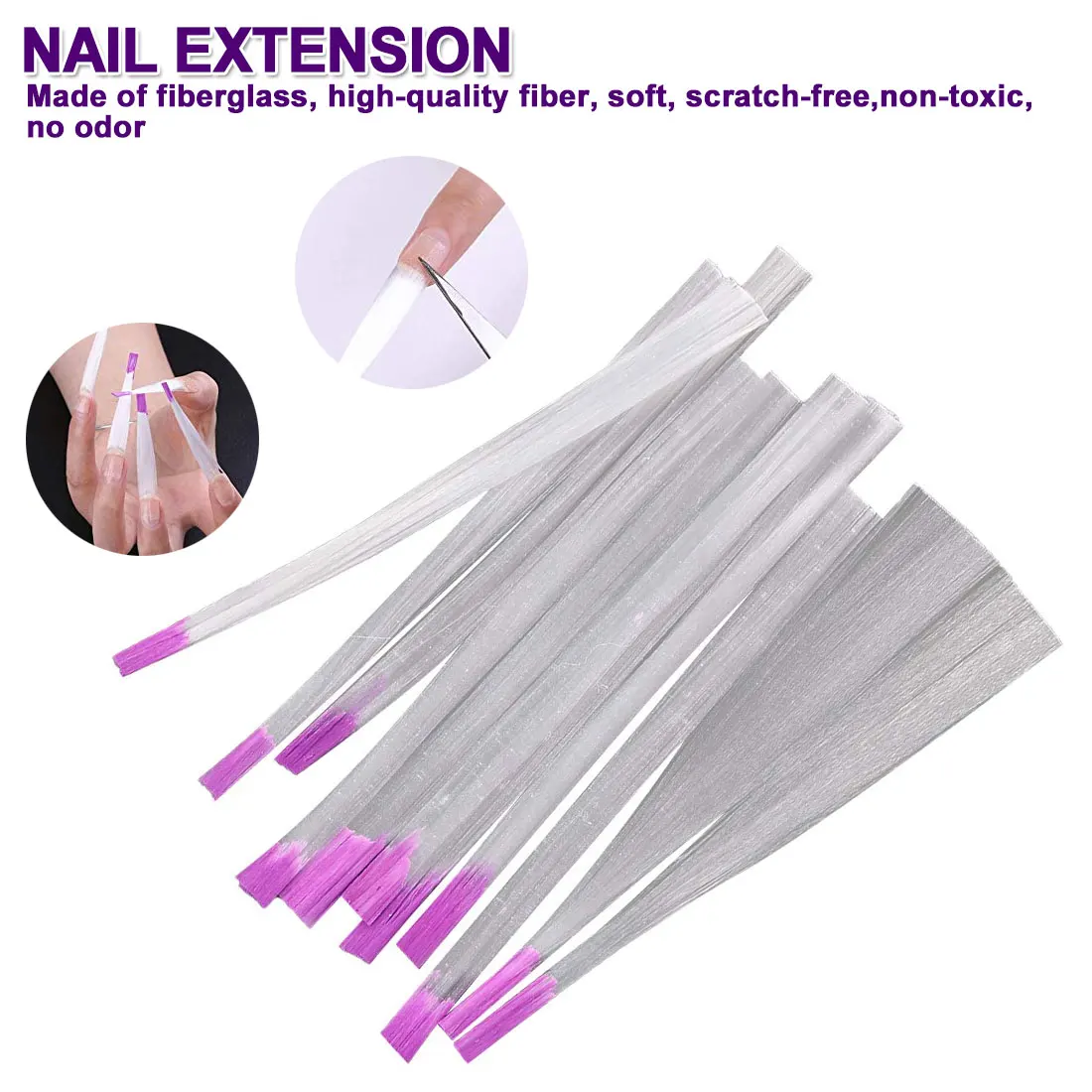 

1 bag Nail Art Fiberglass for UV Gel DIY Nails White Acrylic Nail Extension Tips With Scraper DIY Nail Spa Tool