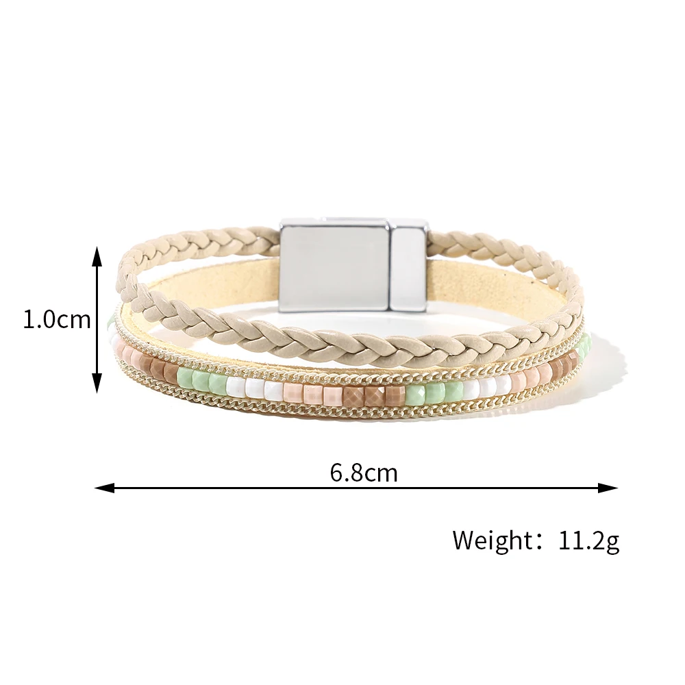 Womens Boho Wrap Leather Multilayer Wide Bling Bracelets Four Styles Hand Jewelry for Women Teen Girl Boy leather bracelet